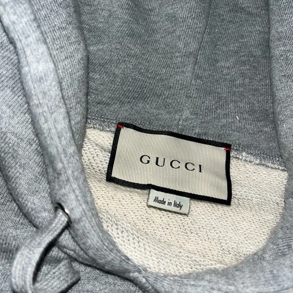 Gucci Spell Out Logo Print Grey Hoodie